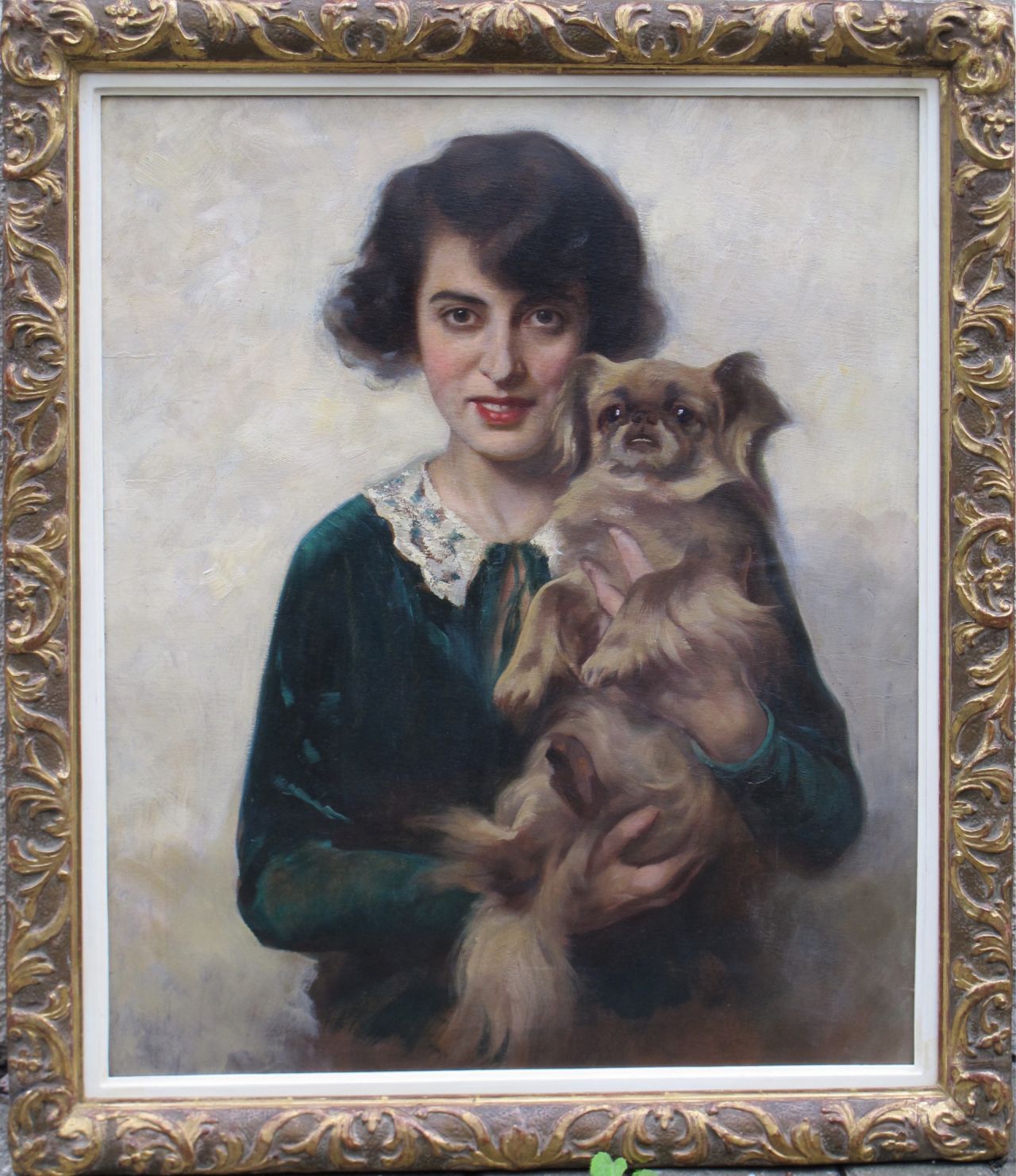 Alfred Schwarz. Portrait Ilse mit Hund