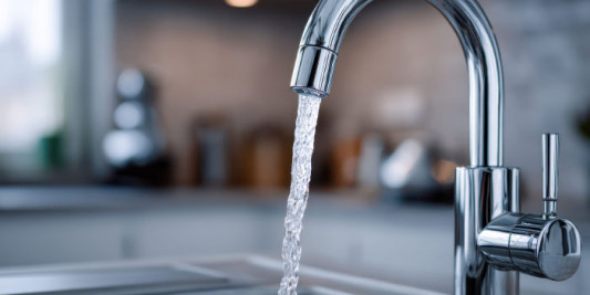 Bild Wasser fließt aus Wasserhahn